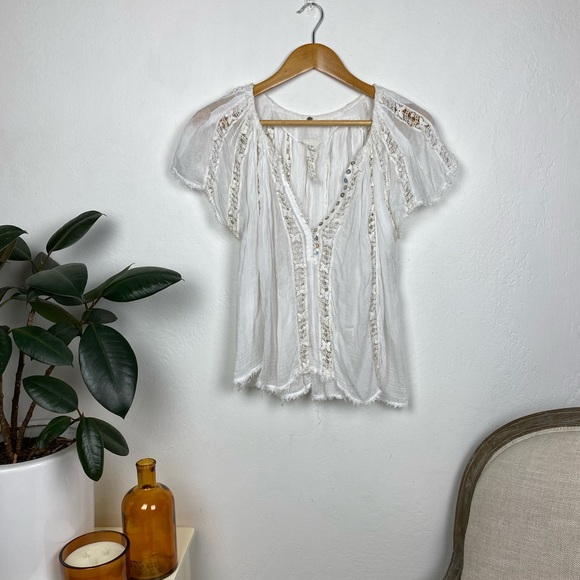 Free People Tops - FP One Sheer Crochet Flowy Top